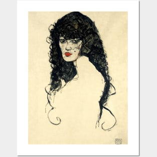 Portrait of a Woman with Black Hair (1914) by Egon Schiele Posters and Art